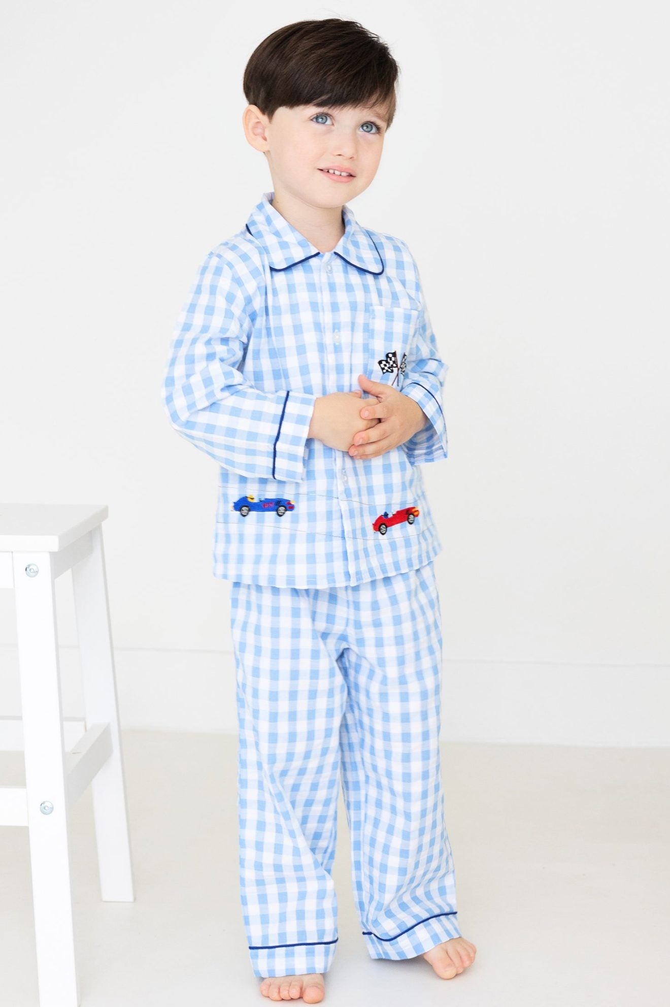 Boy s Racing Car Checked Pyjamas Dollylovesclothes