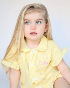 Bunny with Bow Lemon ruffle girls set