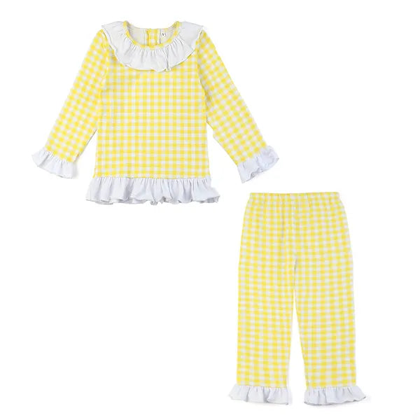 Yellow Check Pjs boys & girls