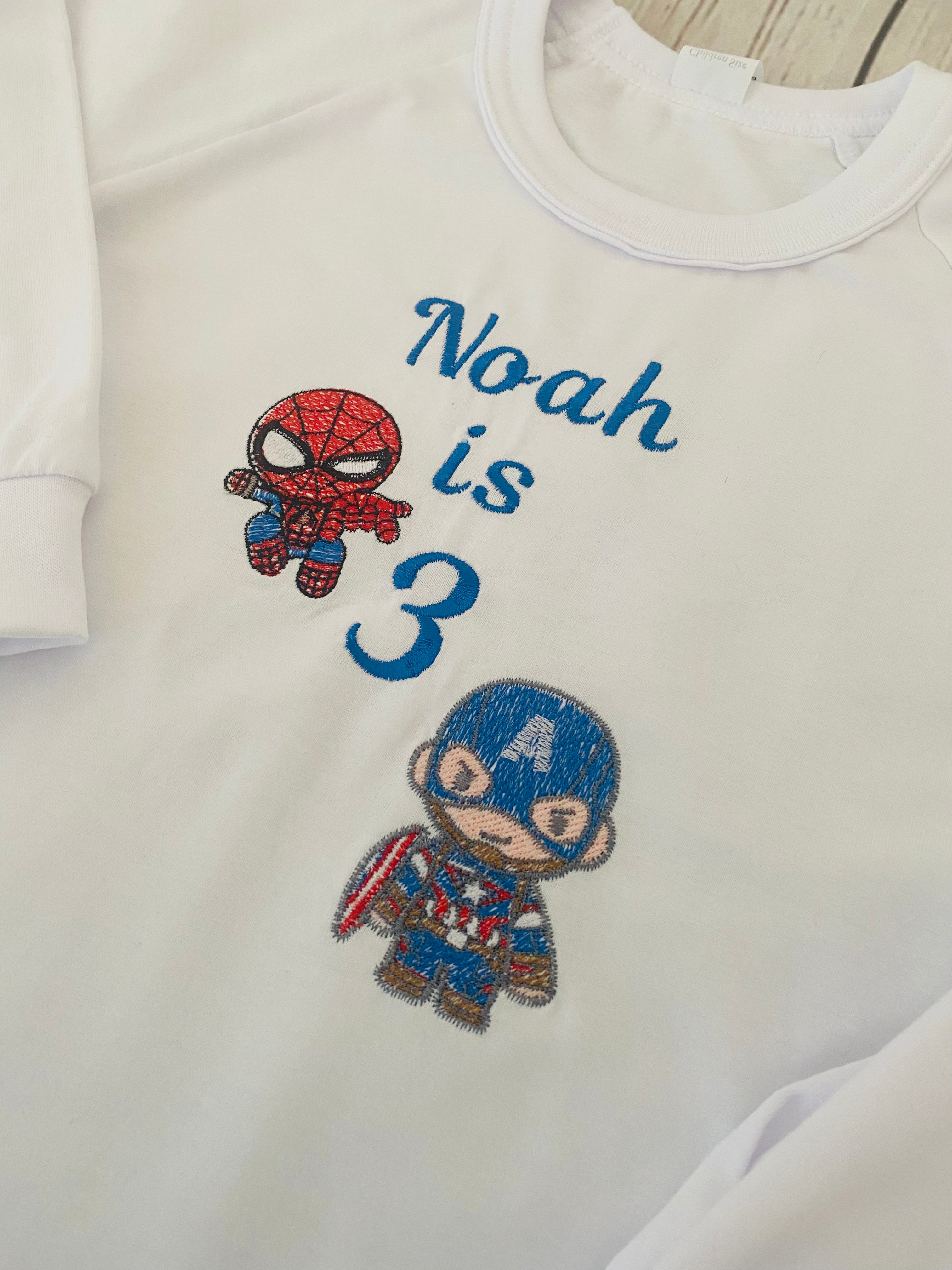 Superhero White Birthday Pyjamas