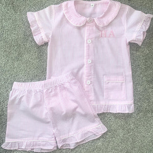 Pink ruffle short pyjamas