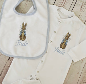 Rabbit Sleepsuit and Bib