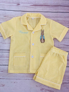 Boys yellow Easter pjs Dollylovesclothes